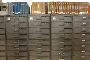 gray steel file cabinet